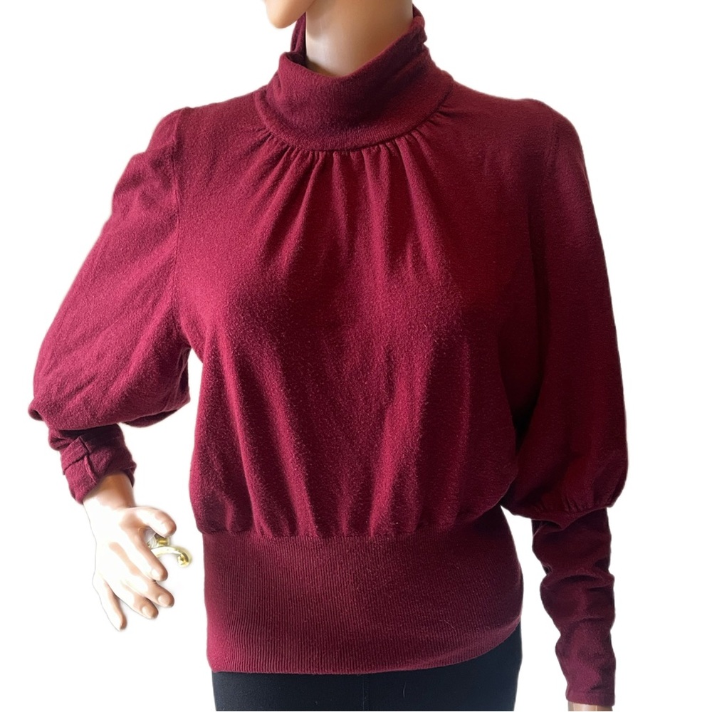 Express Burgundy Puff Sleeved Sweater